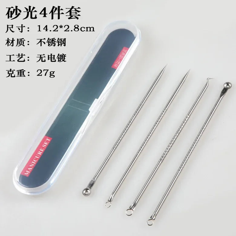 4-Piece Stainless Steel Acne Needle Tool Set - Omega Lifestyles