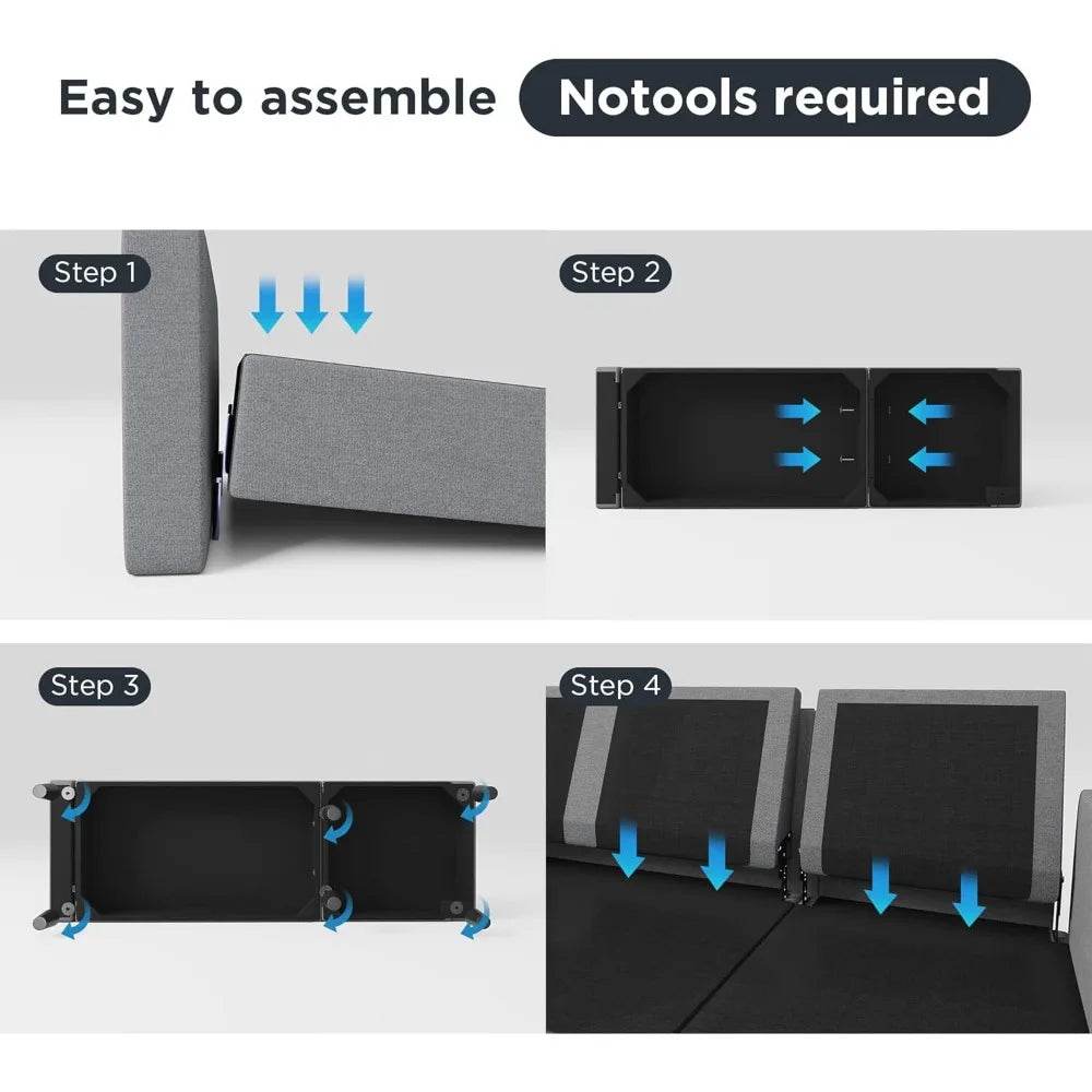 Convertible Firm Linen Fabric Sectional Sofa Light Grey - Omega Lifestyles