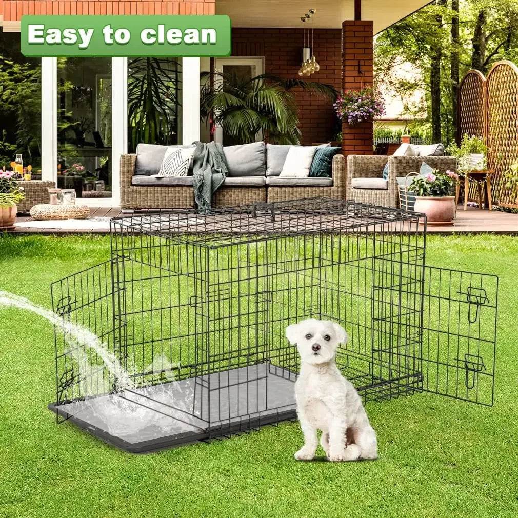 42-Inch Folding Heavy Duty Metal Wire Dog Crate - Sleep Galleria