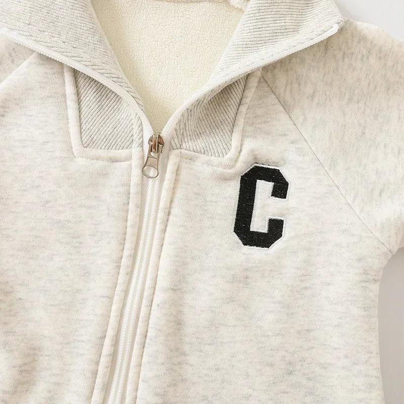 Baby Winter Thick Cotton Knit Zippered Romper - Omega Lifestyles
