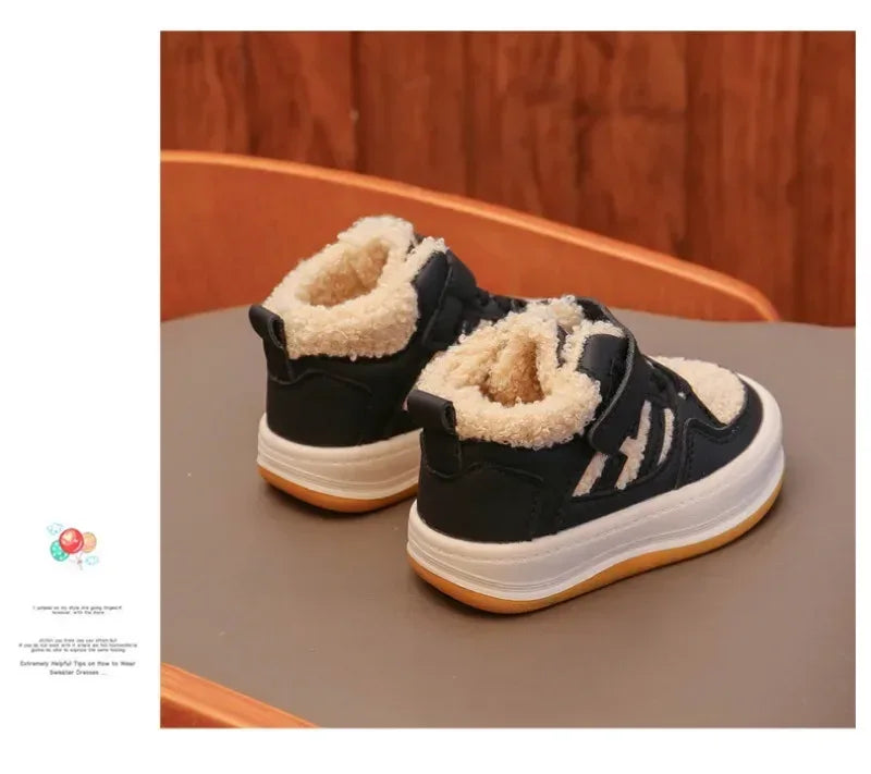Children Plush Anti-Skid Cotton Leather Winter Sneakers - Omega Lifestyles