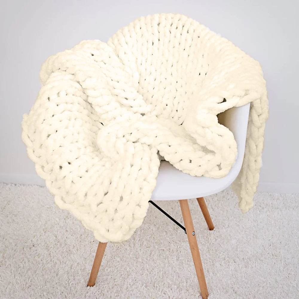 Chunky Knitted Chenille Blanket - Sleep Galleria