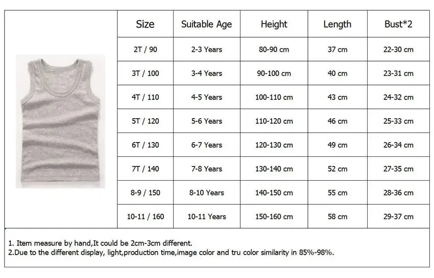 Kids Cotton Sleeveless Casual Vest Top - Omega Lifestyles