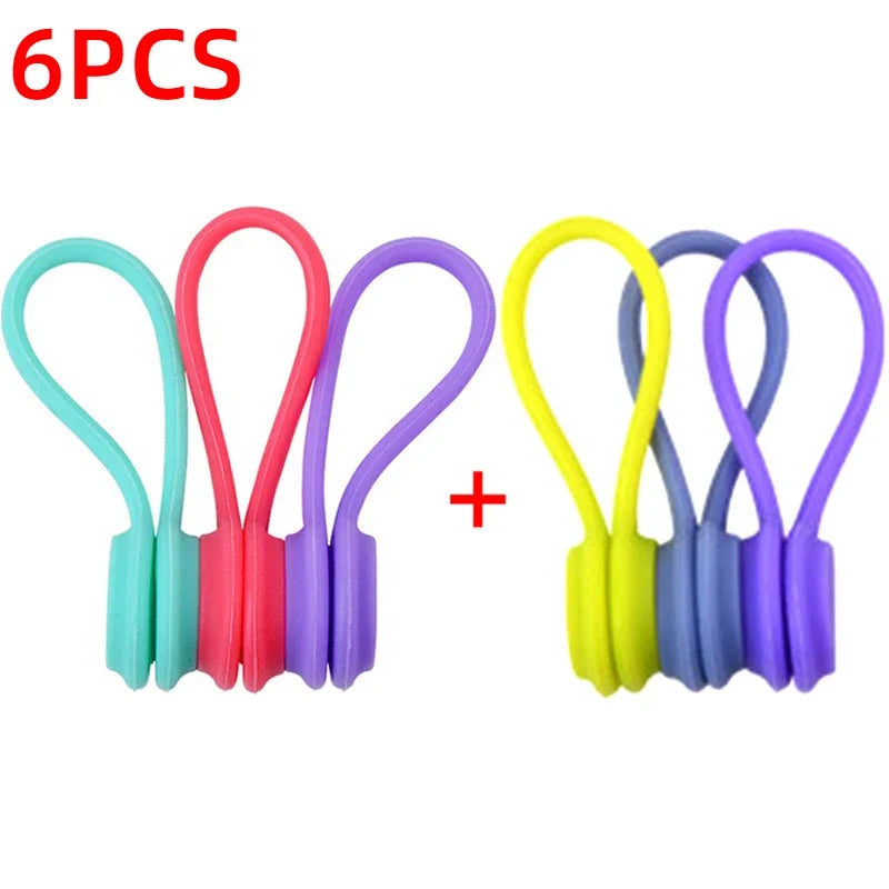 Set of 6 Silicone Reusable Cable Twist Ties Organizer