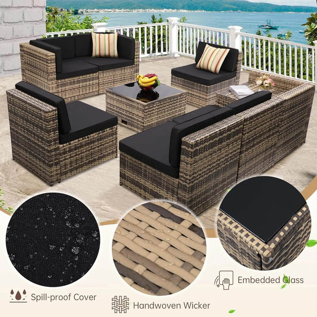 8-Piece Outdoor Rattan Patio Furniture Set - Omega Lifestyles