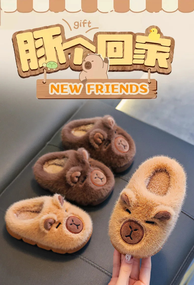 Kids Plush Anti-Slip Winter Warm Cotton Slippers