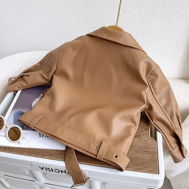 Children’s Autumn Thin Cotton Polyester PU Leather Jacket - Omega Lifestyles