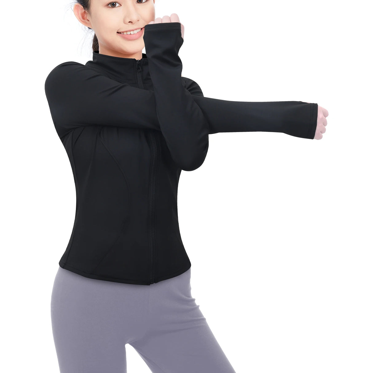 Lightweight Full-Zip Thumb Hole Women's Workout Jacket