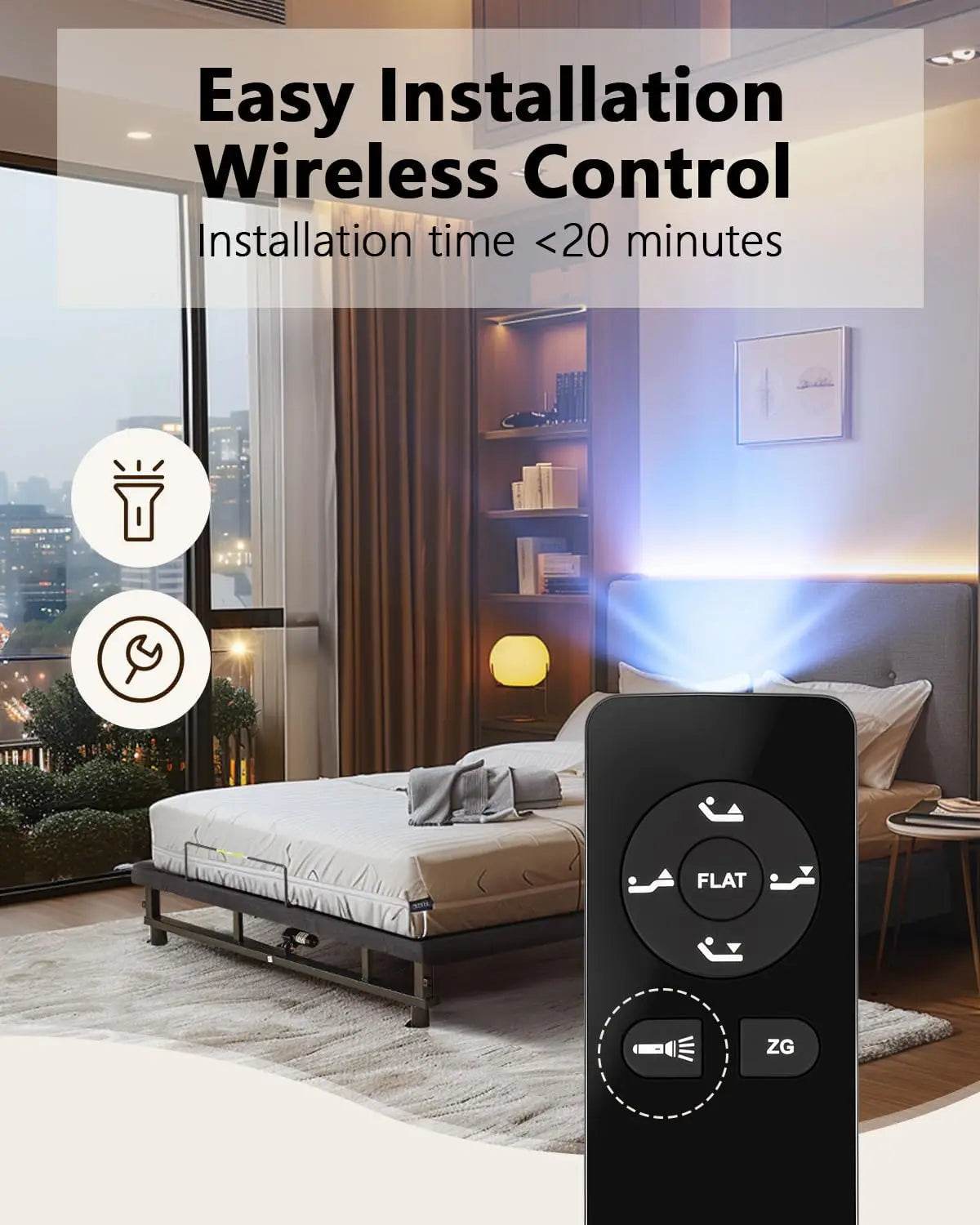 Adjustable Metal Bed Frame with Wireless Remote Control - Omega Lifestyles