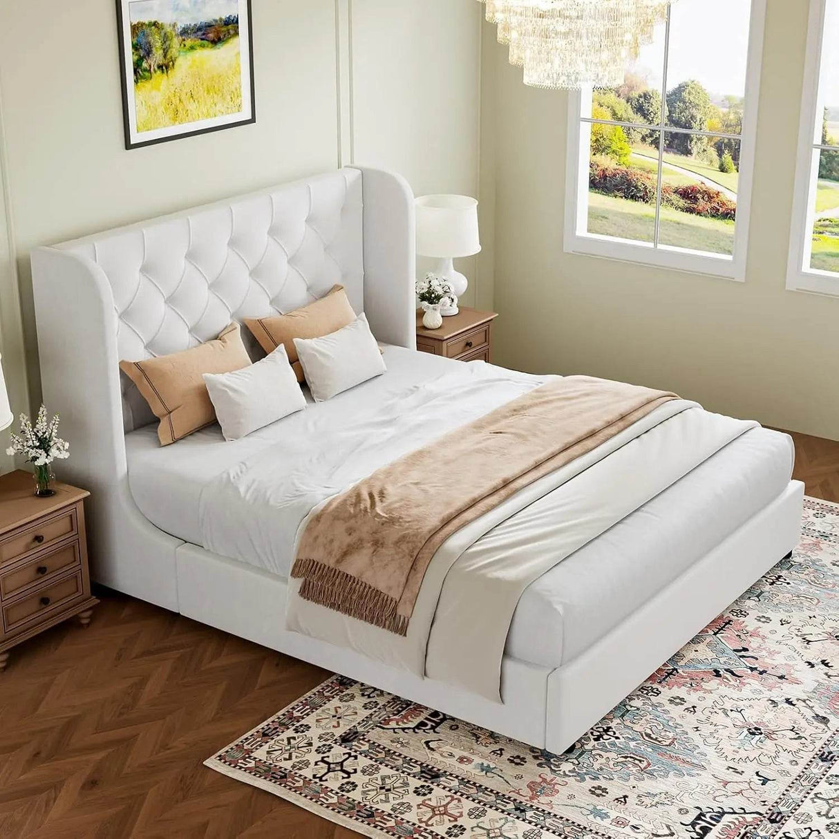 Upholstered Velvet Tufted Bed Frame - Omega Lifestyles