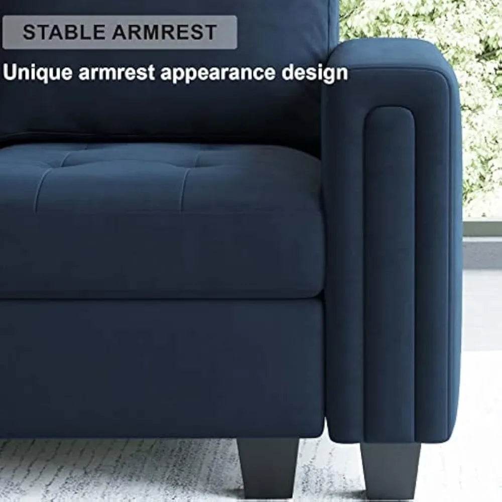 Modern Velvet L-Shaped Sectional Sofa With Chaise - Omega Lifestyles