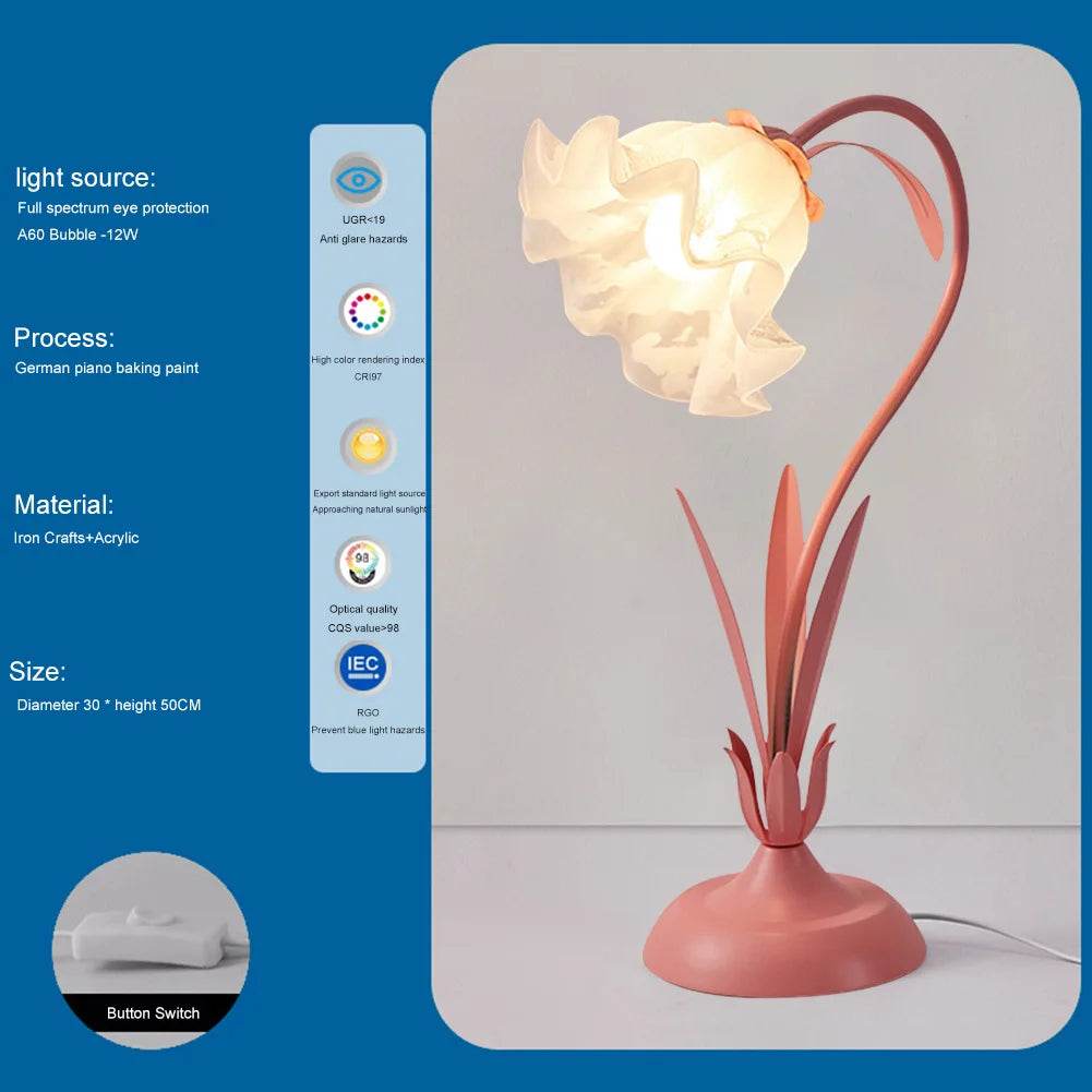 Vintage Floral Acrylic LED Desk Lamp