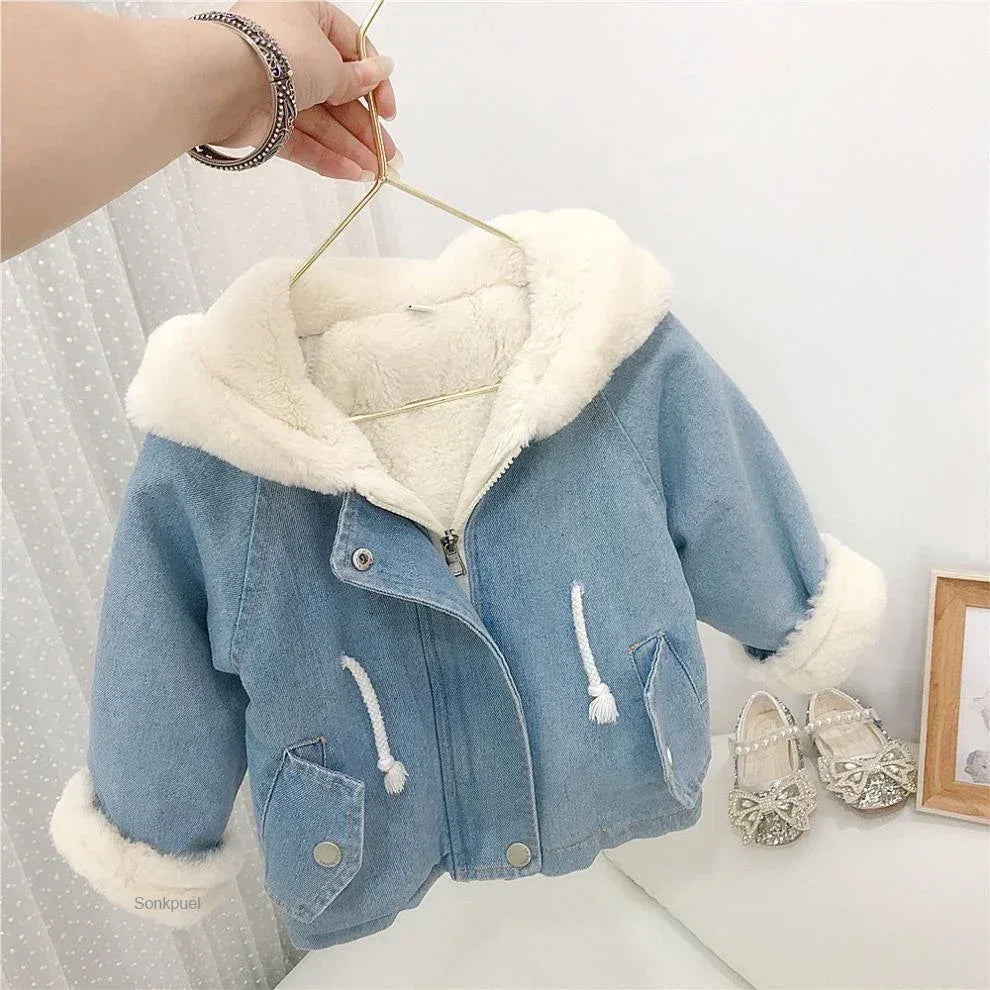 Kids Winter Cotton Polyester Hooded Rabbit Ear Coat - Omega Lifestyles