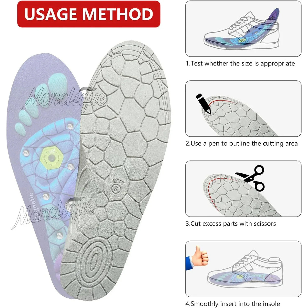 Pair of Magnetic Acupressure Foot Massage Insoles - Omega Lifestyles