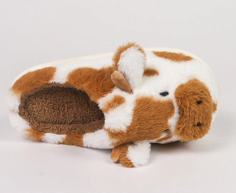 Women’s Winter Plush Cartoon Cow Indoor Slippers