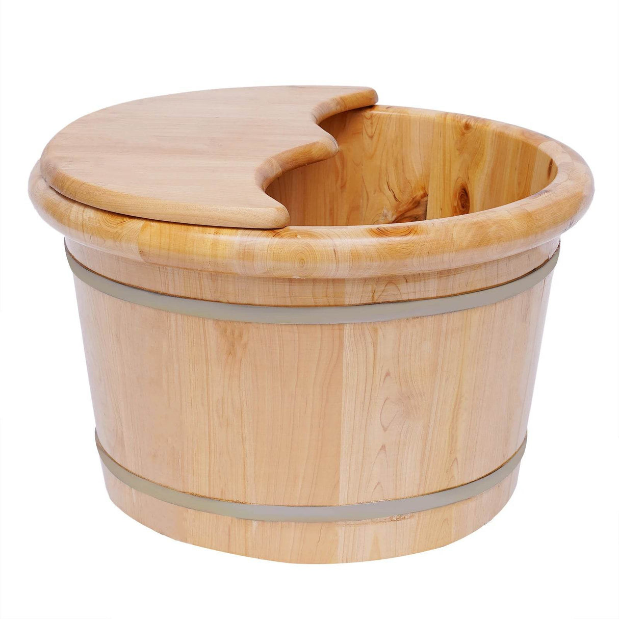 Cedar Wood Foot Bath Bucket With Massage Roller