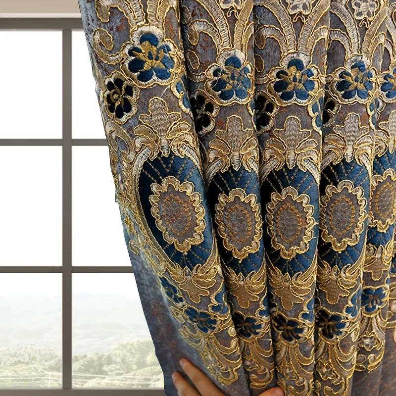 2-Piece High-Shading Embroidered Blackout Curtain Panels