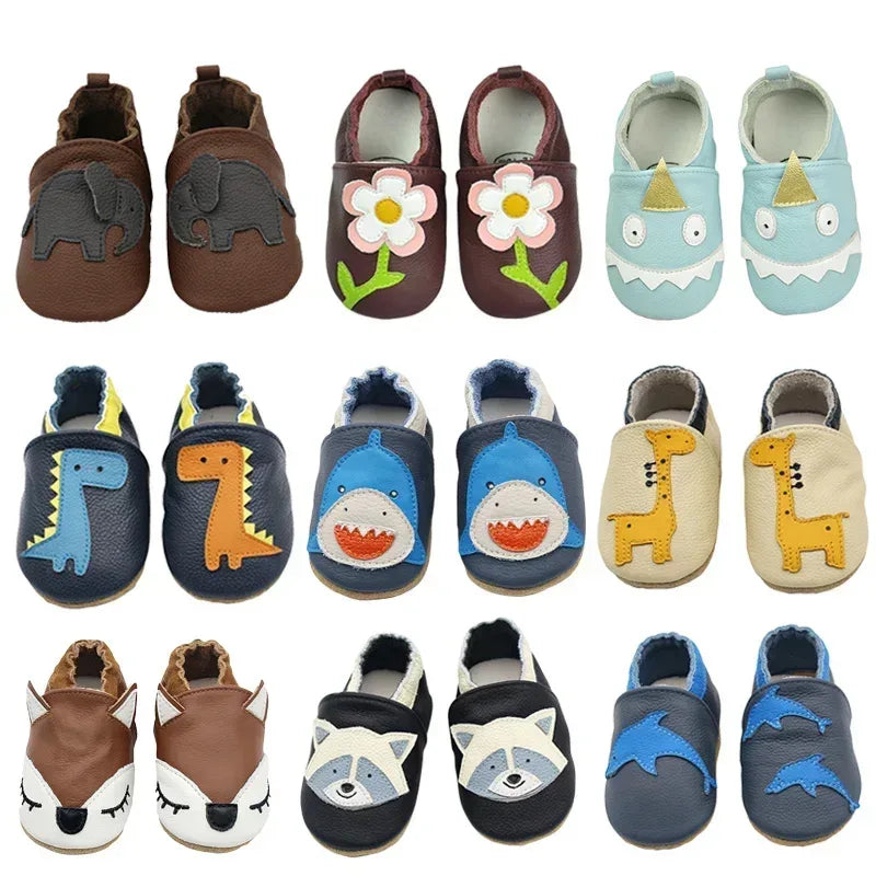 Breathable Leather Baby Shoes Soft First Walkers - Omega Lifestyles