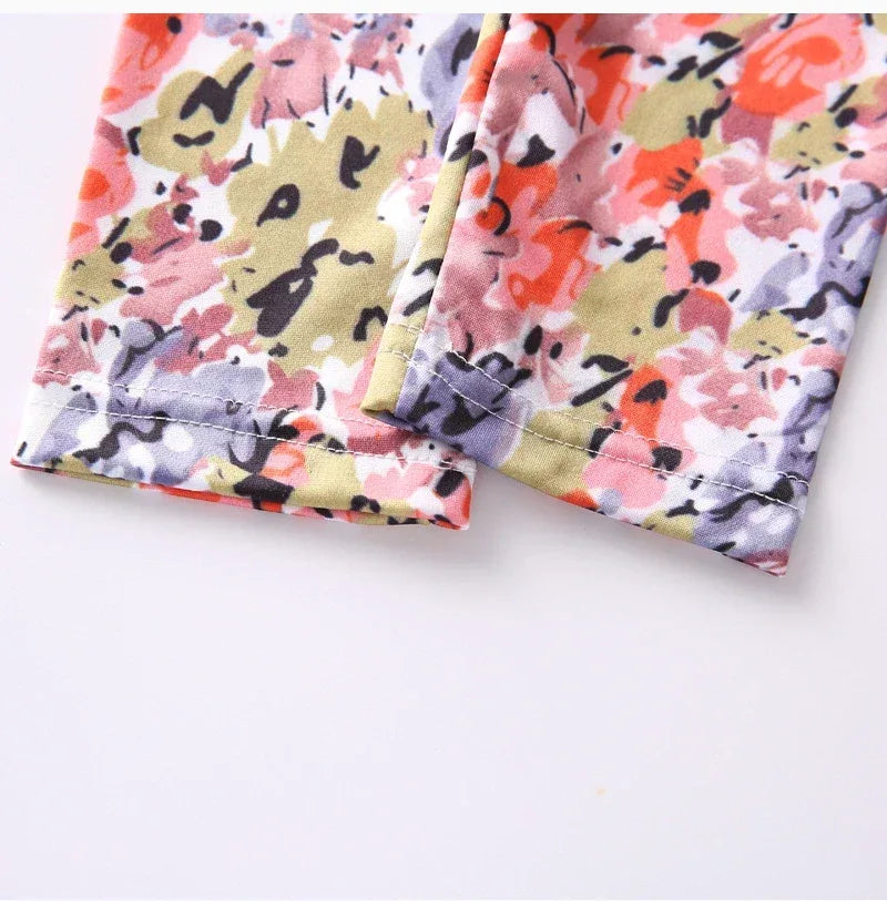 Girls Printed Cotton Polyester Stretch Leggings - Omega Lifestyles