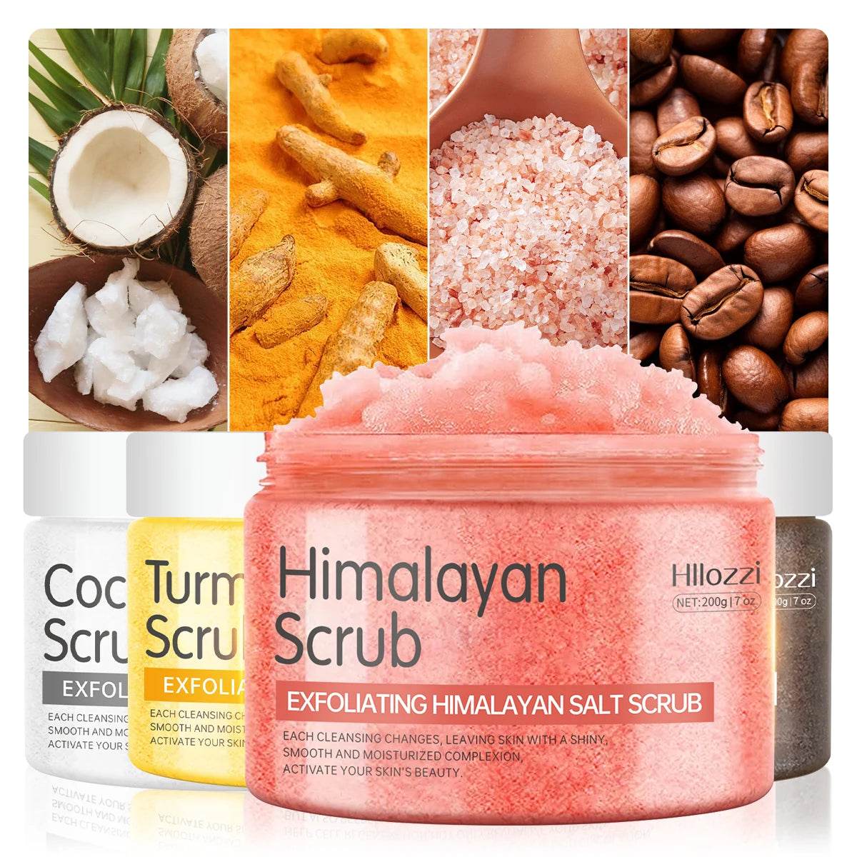 Himalayan Salt Turmeric Coconut Hydrating Face Body Scrub - Sleep Galleria