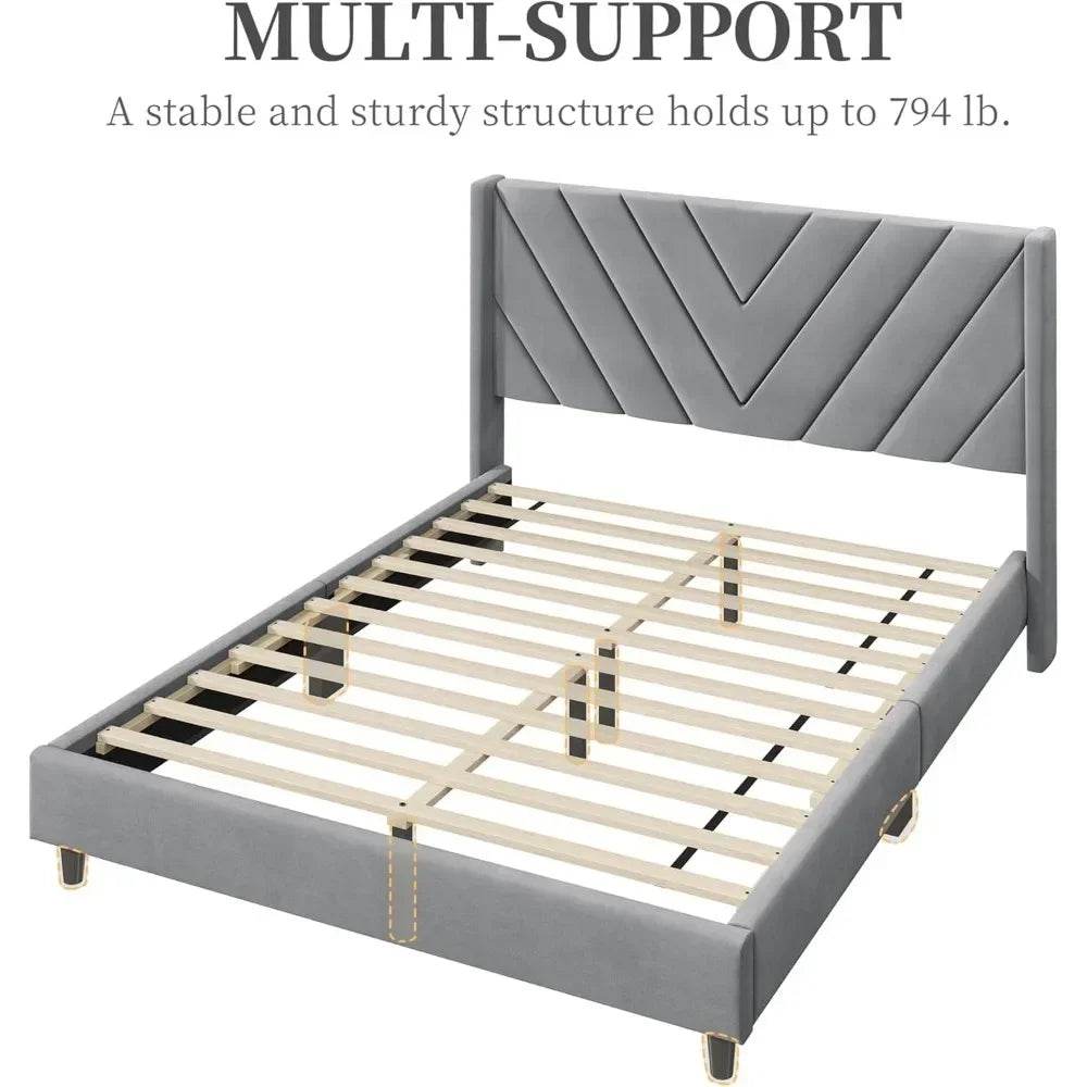 Upholstered Wing Side Bed Frame - Omega Lifestyles