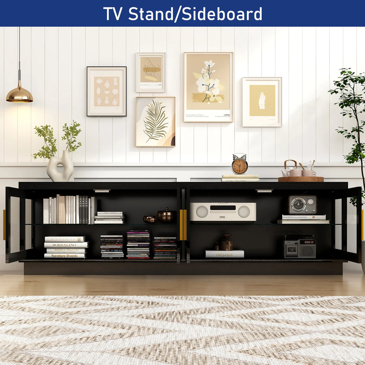 70-Inch Modern LED High Glossy Wooden TV Stand