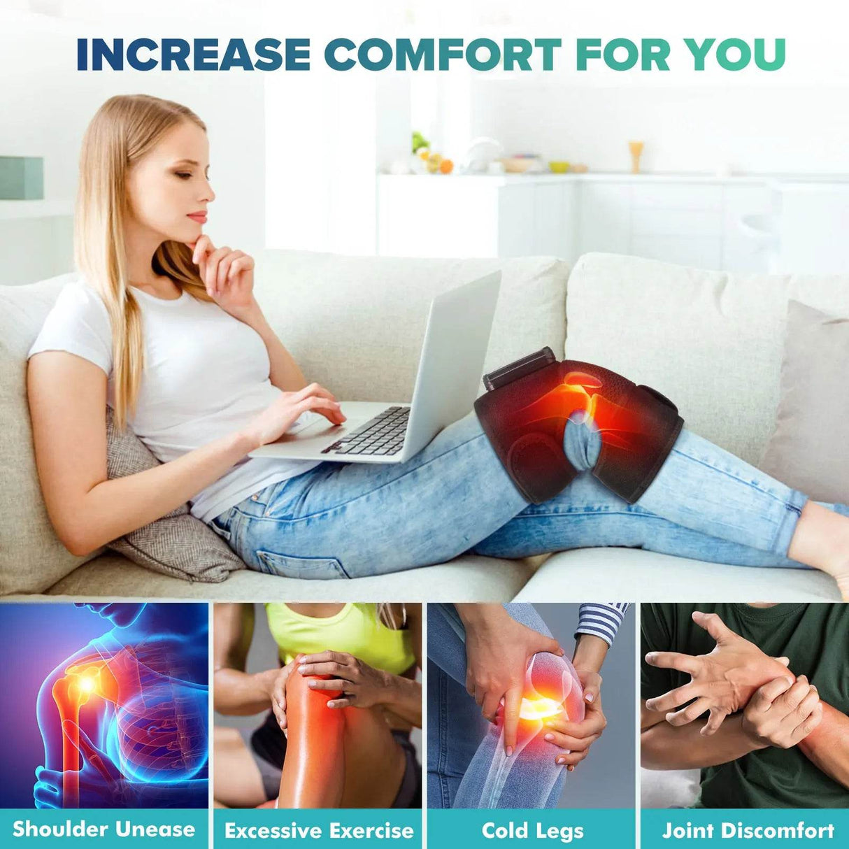 Wireless Heated Knee Elbow Shoulder Massage Pad Thermal Therapy - Sleep Galleria