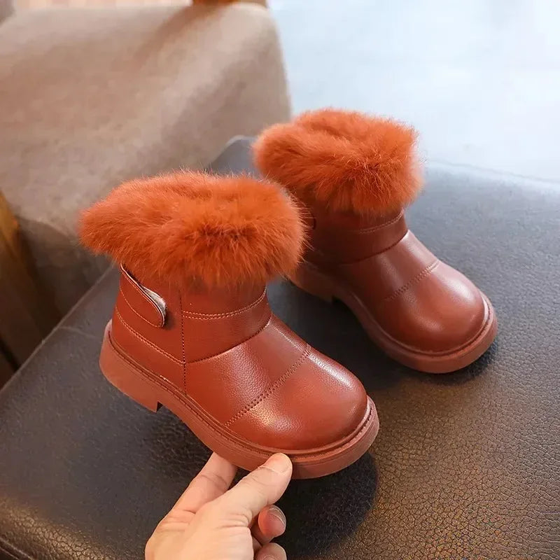 Waterproof Children Winter Ankle Fur Boots with Soft Sole - Omega Lifestyles