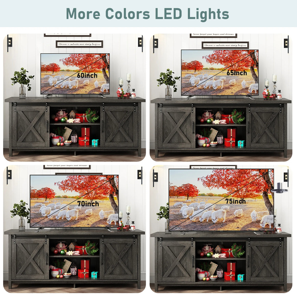 Farmhouse Sliding Barn Door Rustic TV Stand