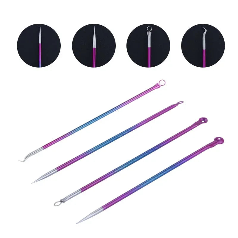 4-Piece Stainless Steel Acne Needle Tool Set - Omega Lifestyles