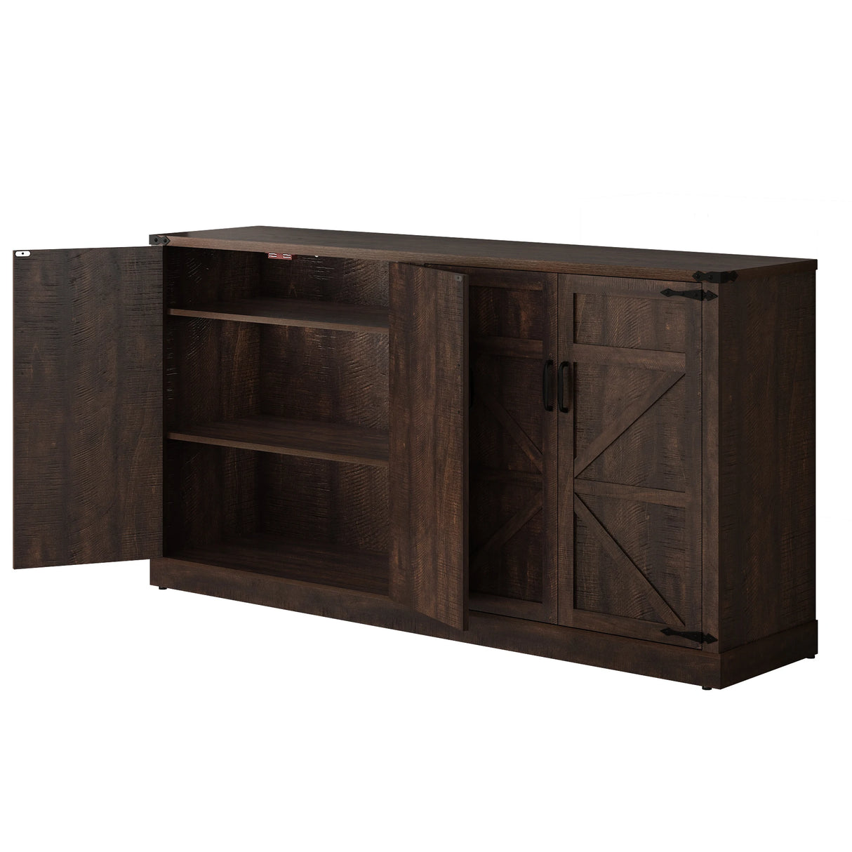 Farmhouse Engineered Wood Adjustable Shelf Sideboard Cabinet