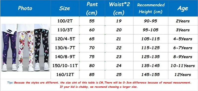 Girls Printed Cotton Polyester Stretch Leggings - Omega Lifestyles