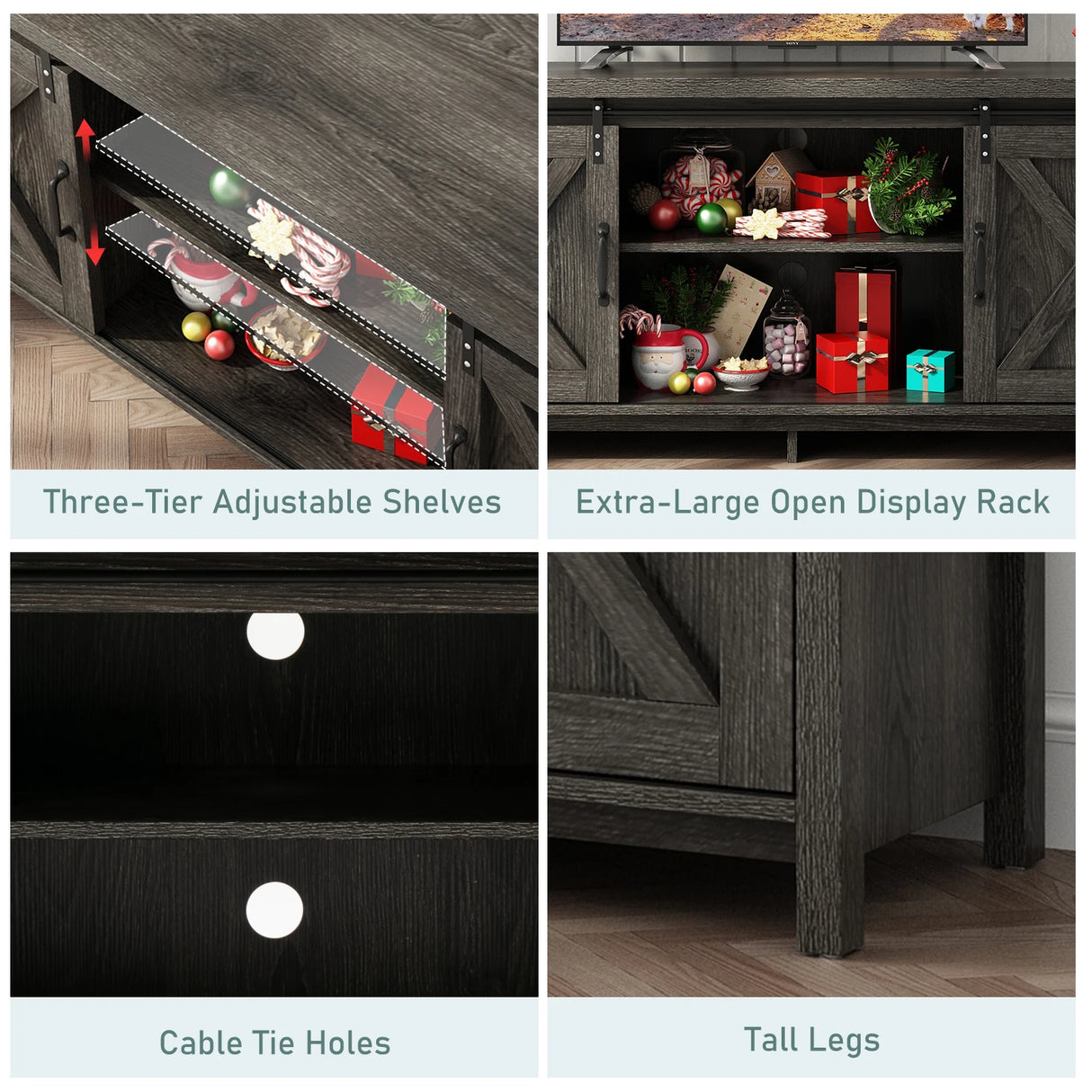 Farmhouse Sliding Barn Door Rustic TV Stand