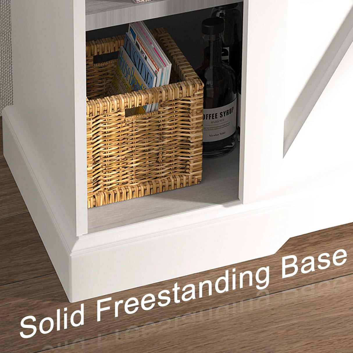 Farmhouse Wooden Sliding Barn Door Coffee Bar Cabinet