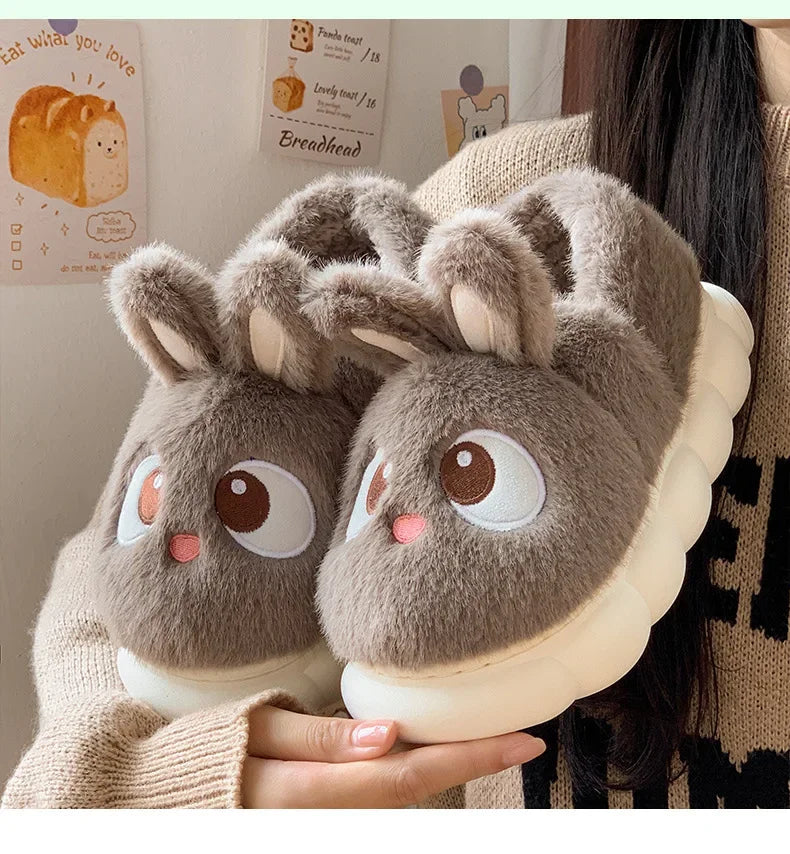 Women’s Cute Plush Flannel Indoor Winter Rabbit Slippers