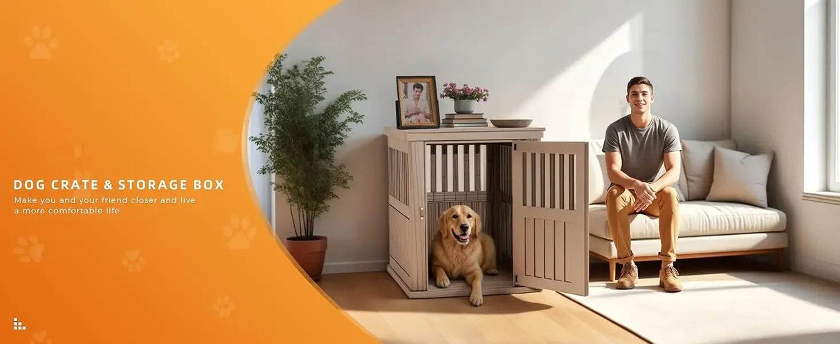 Lockable Resin Dog Crate End Table Nightstand - Omega Lifestyles