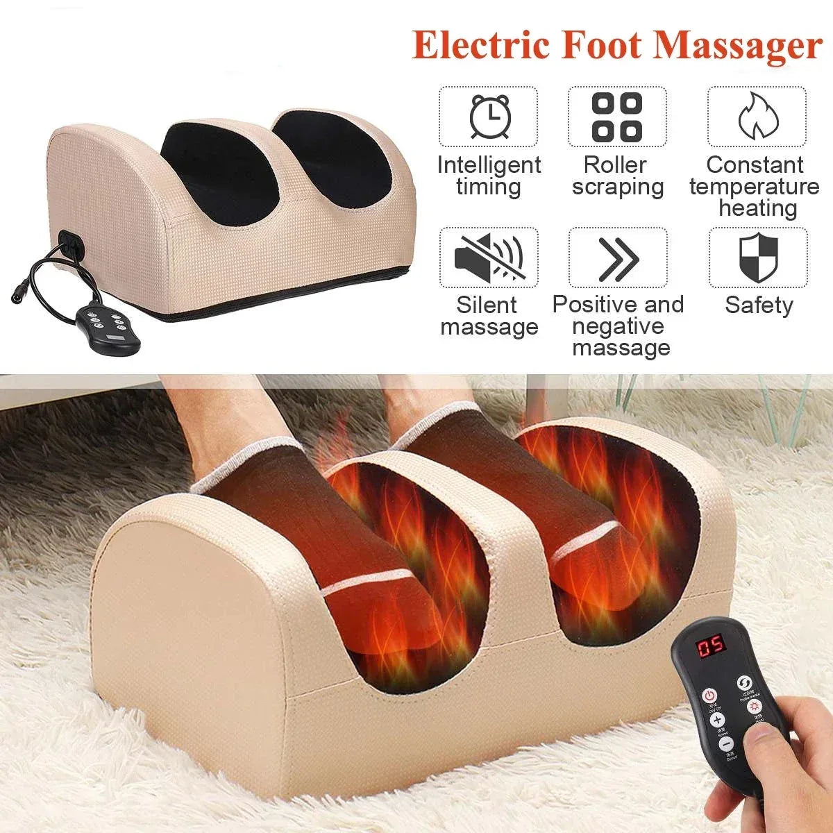 Electric Foot Massager With Hot Compression Remote Control - Omega Lifestyles