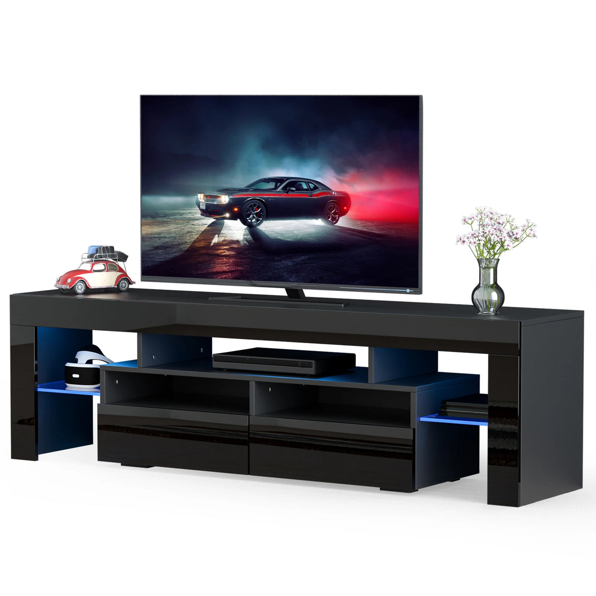 Modern 63-Inch RGB LED Storage Drawer TV Stand