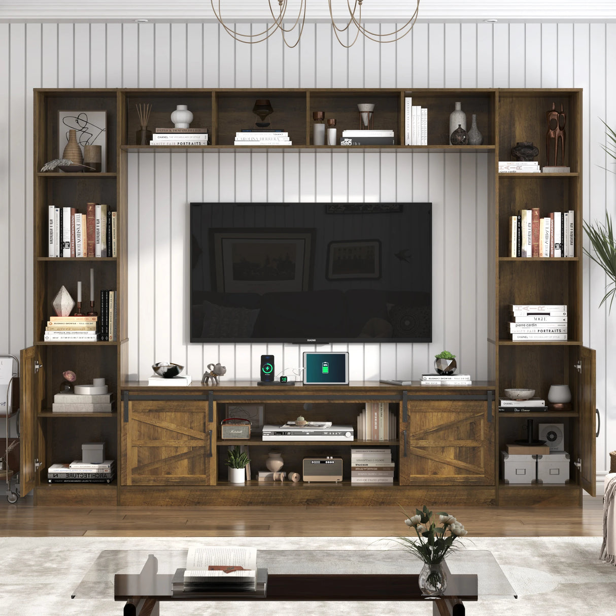 Modern 4-Piece Wall Unit TV Stand With Bookshelves