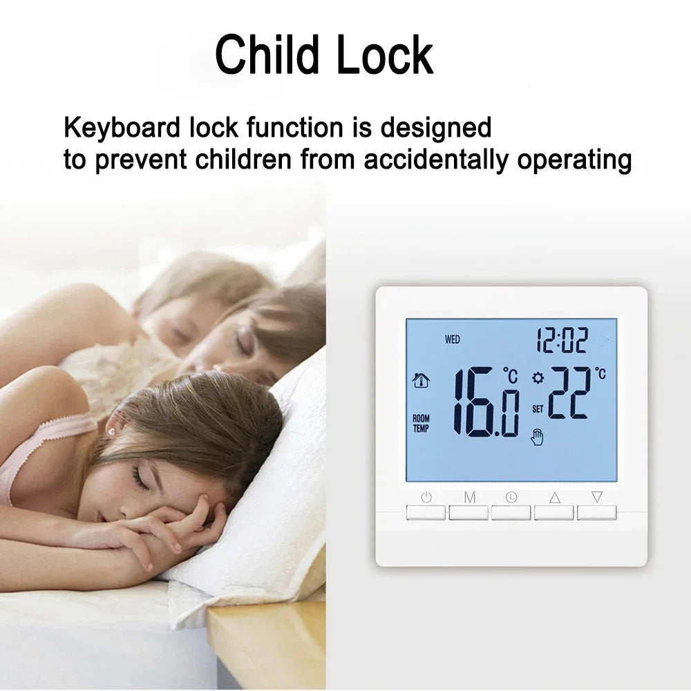 Programmable Smart Thermostat With Child Lock Backlit Display - Omega Lifestyles