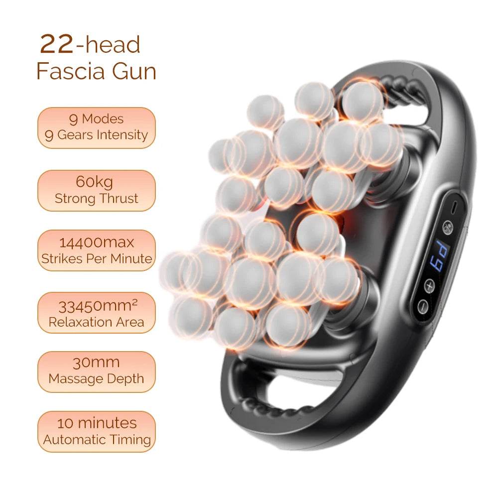 22-Head High-Frequency Vibration Body Massage Gun - Omega Lifestyles