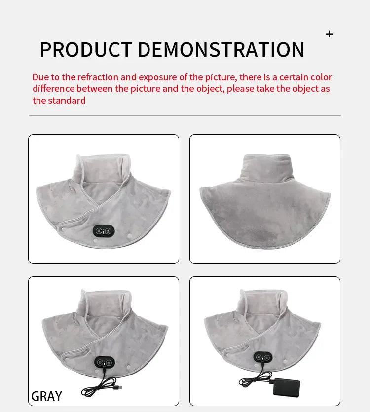 Electric Heating Plush Neck Shoulder Wrap With Vibration - Omega Lifestyles