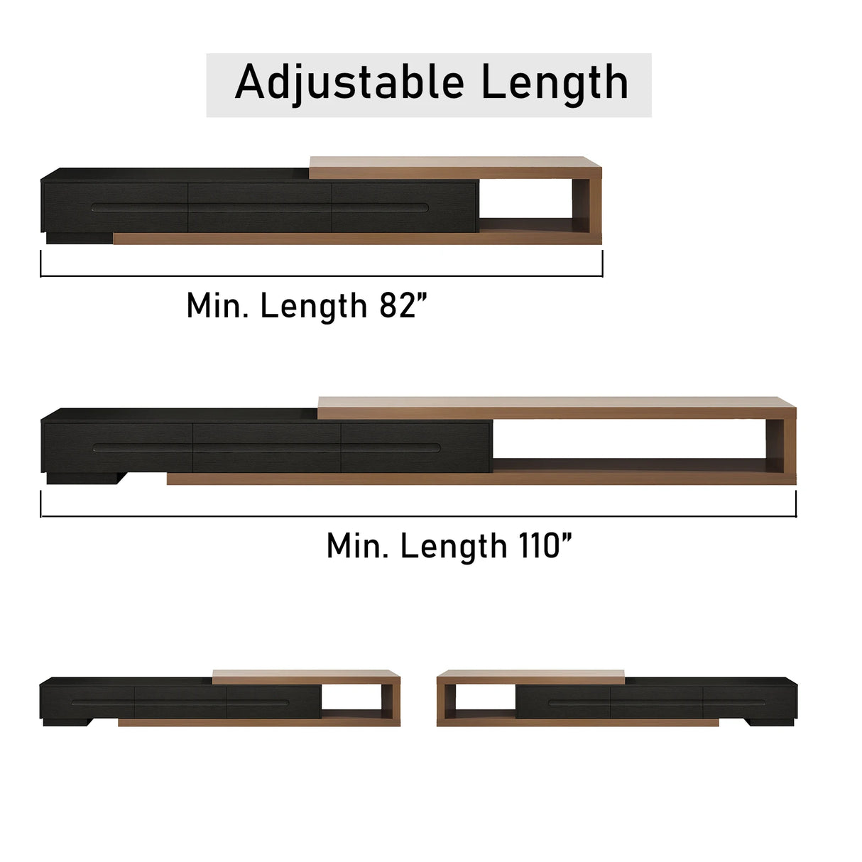 Extendable Engineered Wood TV Stand With Storage Drawers