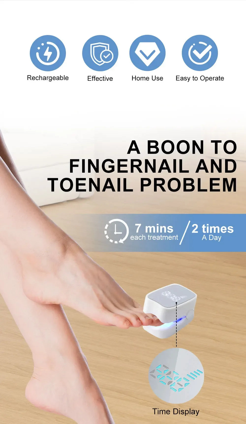 Rechargeable Nail Phototherapy Lamp UV Foot Care Tool - Omega Lifestyles