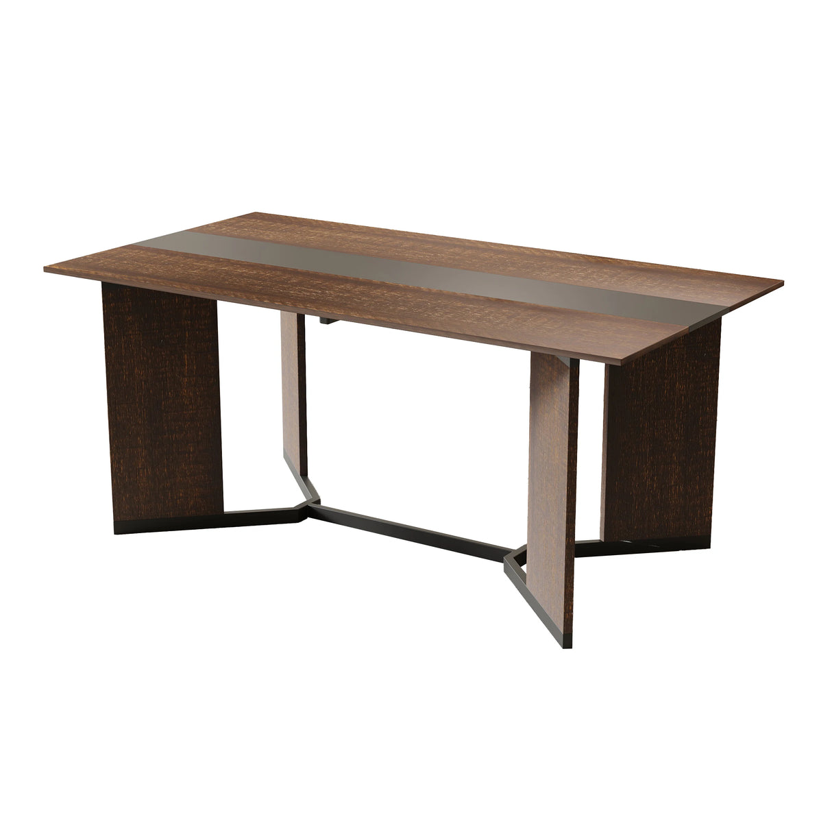 Large Rectangular Wood Top Modern Dining Table With Metal Legs