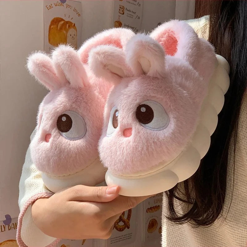 Women’s Cute Plush Flannel Indoor Winter Rabbit Slippers