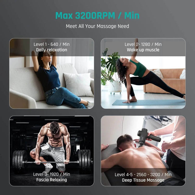 Professional Deep Tissue Percussion Massage Gun with 7 Heads - Omega Lifestyles