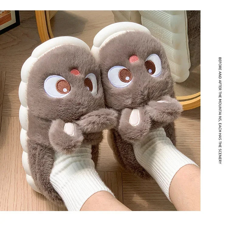 Women’s Cute Plush Flannel Indoor Winter Rabbit Slippers