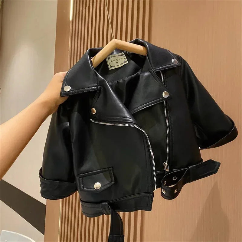 Children’s Autumn Thin Cotton Polyester PU Leather Jacket - Omega Lifestyles