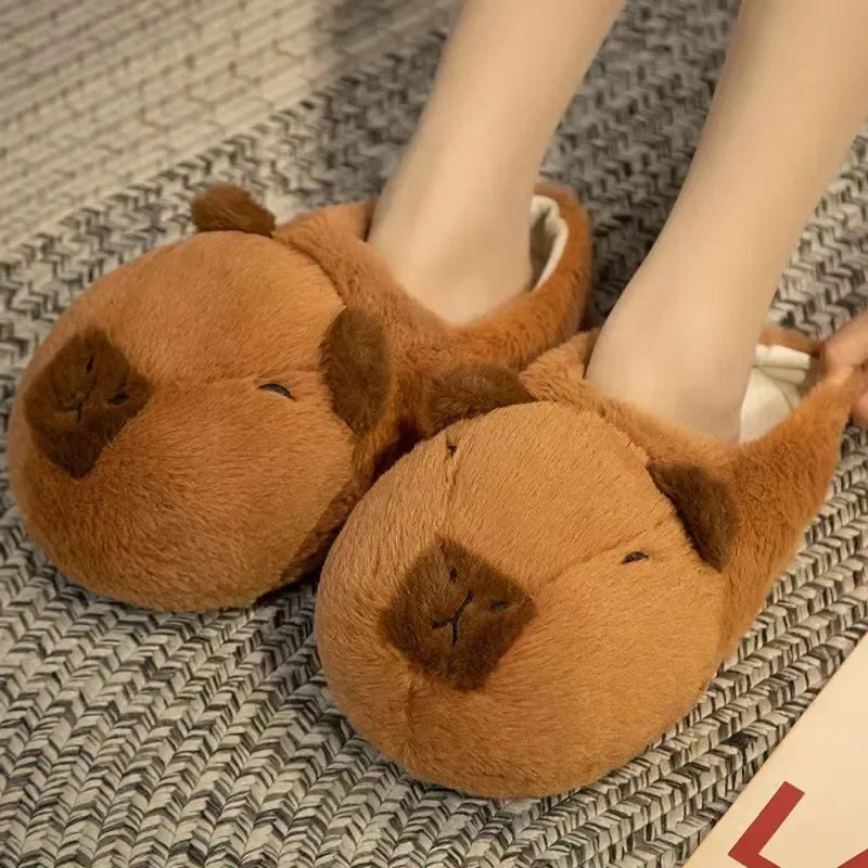 Capybara Plush Indoor Winter Slip-On Cozy Slippers